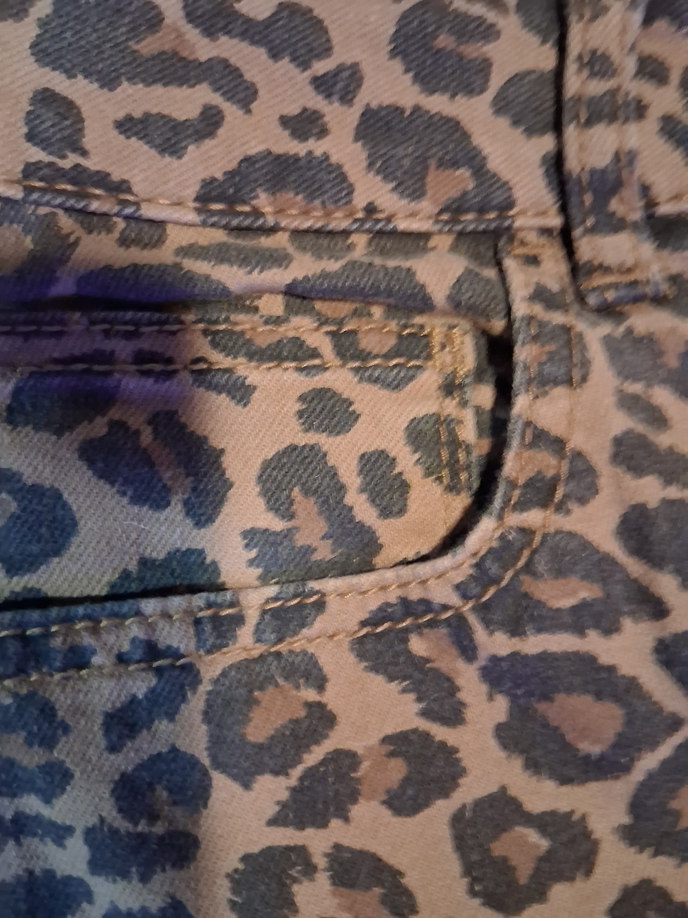 Time and Tru Leopard Print Waistband Straight Pants - Brown Black Sz 16 - Picture 4 of 9